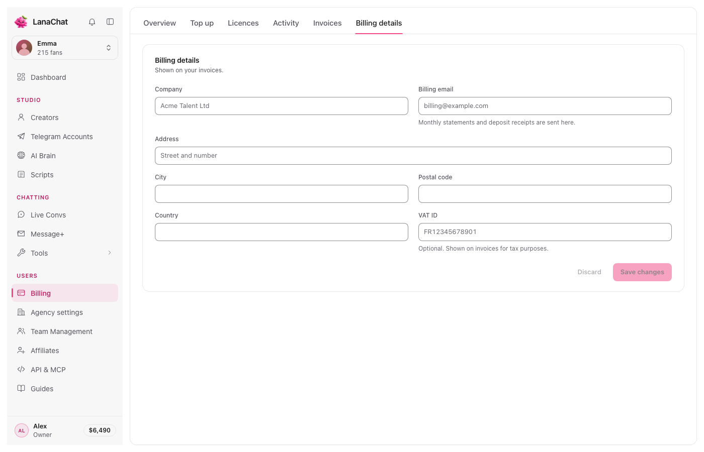 Billing details: printed on your monthly statements